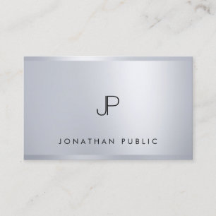 Silver Elegant Mit Monogramm Moderne Vorlage Trend Visitenkarte