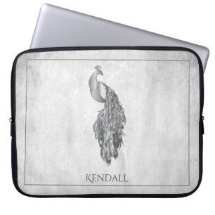 Silver Elegant Peacock Personalisierter Laptop-Sie Laptopschutzhülle