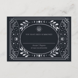 Silver Elegant Tarot Card Wedding RSVP Begleitkarte