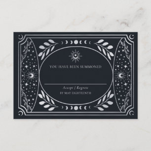Silver Elegant Tarot Card Wedding RSVP Begleitkarte