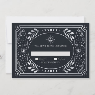 Silver Elegant Tarot Card Wedding RSVP Einladung