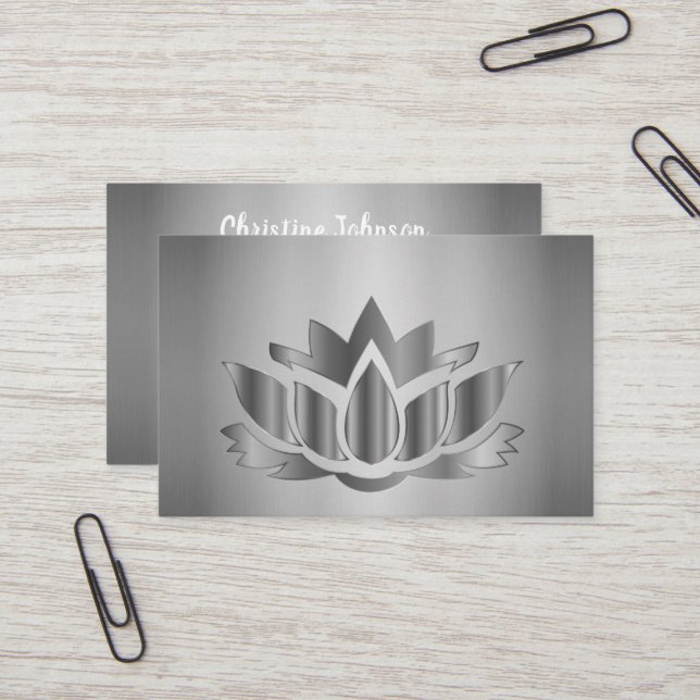 Silver elegante Mandala Visitenkarte (Vorderseite/Rückseite Beispiel)