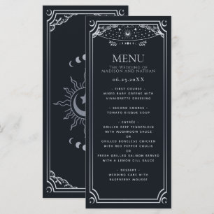 Silver Elegante Tarot Card Gotische Hochzeit Menükarte