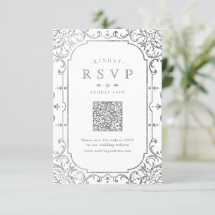 Silver elegante verzierte QR-Code Hochzeit RSVP