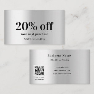 Silver eleganter Qr-Code Rabattkarte
