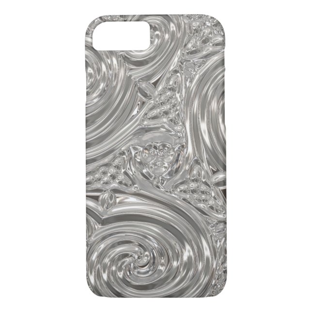 Silver eleganter viktorianischer Jugendstil-Look Case-Mate iPhone Hülle (Rückseite)