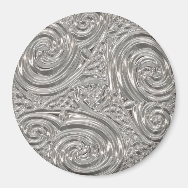 Silver eleganter viktorianischer Jugendstil Magnet (Vorne)