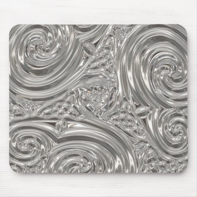 Silver eleganter viktorianischer Jugendstil Mousepad (Vorne)