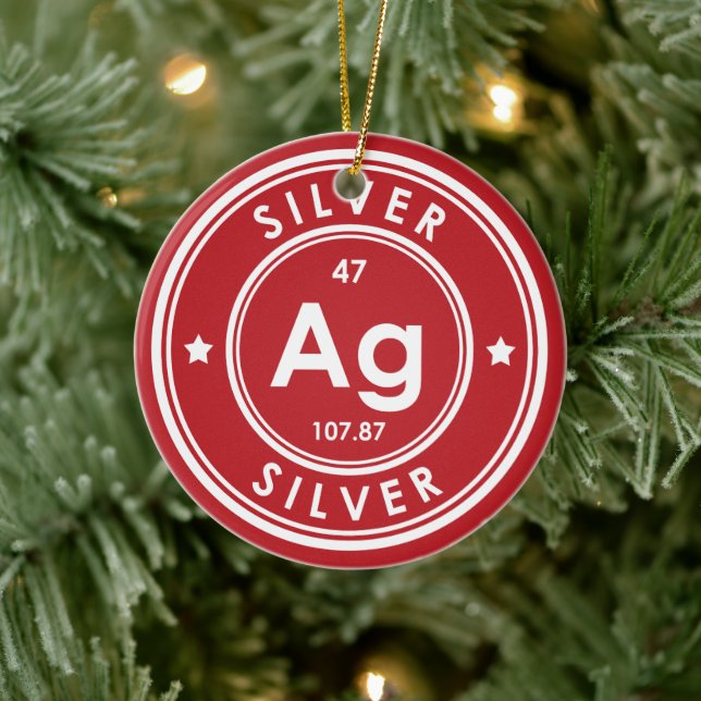 Silver Element Red Keramik Ornament (Baum)