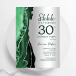 Silver Emerald Green Agate Überraschung 30. Geburt Einladung<br><div class="desc">Smaragdgrün und silberfarben überraschen 30. Geburtstag Party Einladung. Elegantes modernes Design mit Aquarellfarben-marmorgeode Hintergrund,  Imitate Glitzer Silber und Typografie Skript-Schriftart. Die trendige Einladungskarte eignet sich perfekt für eine stilvolle Damenfeier. Gedruckte Zazzle Einladungen oder Sofortdownload digitalen druckbaren Vorlage.</div>