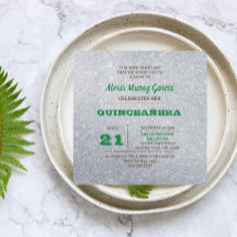 Silver & Emerald Green Funkelnd Quinceñera