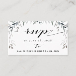 Silver Eucalyptu Greenerity Wedding RSVP Online Ca Visitenkarte