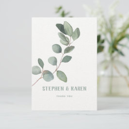Silver Eucalyptus Elegant Wedding Dankeschön Karte
