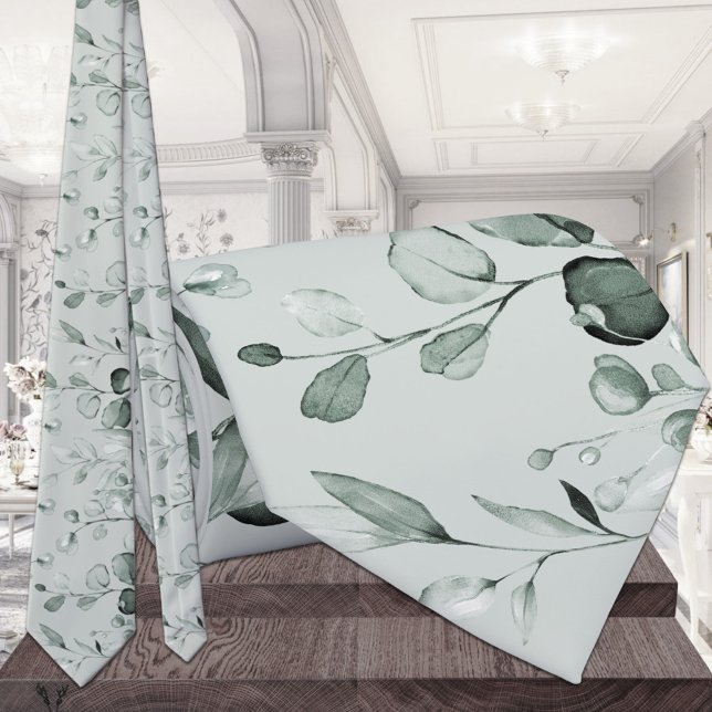 Silver Eukalyptus Greenerity Wedding Sage Green Krawatte (Von Creator hochgeladen)