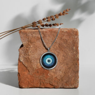 Silver Evil Eye Necklace - Symbol des Schutzes Versilberte Kette