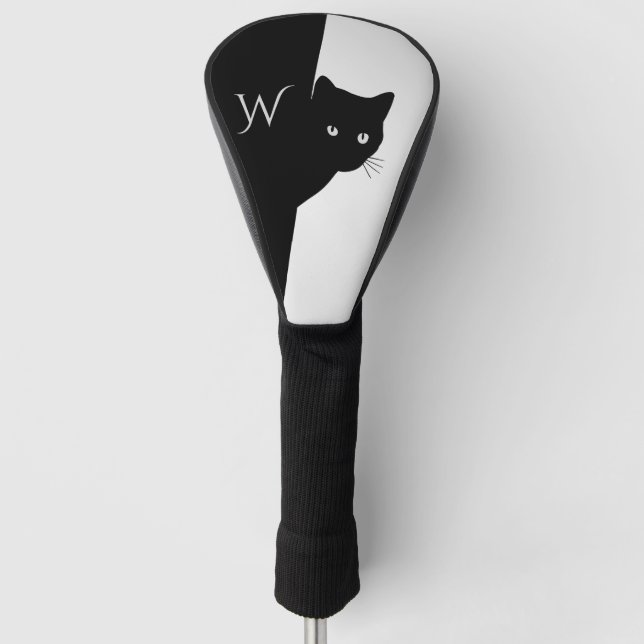 Silver Eyed Black Cat Initial Golf Headcover (Vorderseite)
