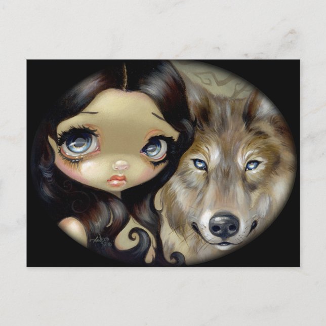 "Silver Eyed Wolf" Postkarte (Vorderseite)