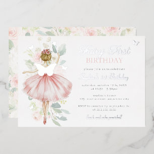 Silver Fairy Erster Geburtstagsschmetterling Folieneinladung