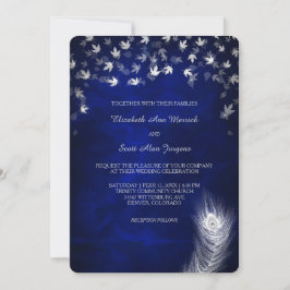 Silver Falling Leaf and Feather Wedding Einladung