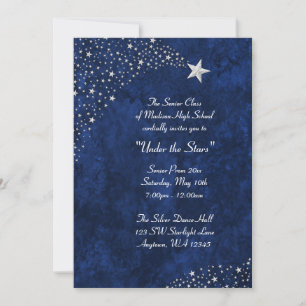 Silver Falling Stars Blue Prom formelle Einladunge Einladung