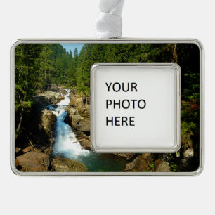 Silver Falls im Mount Rainier National Park Rahmen-Ornament Silber