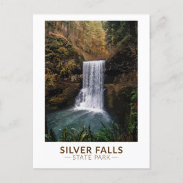 Silver Falls Staat Park Oregon Wasserfarben Vintag Postkarte