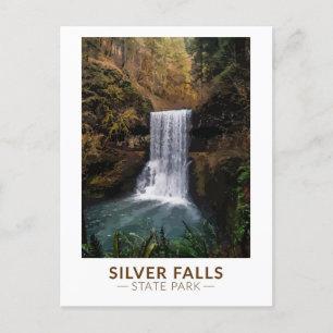 Silver Falls Staat Park Oregon Wasserfarben Vintag Postkarte