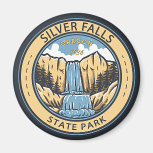 Silver Falls State Park Oregon Abzeichen Vintage Magnet