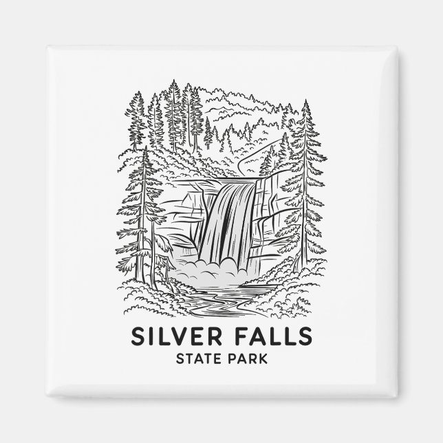 Silver Falls State Park Oregon Wasserfall Camping  Magnet (Vorne)