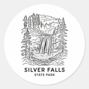 Silver Falls State Park Oregon Wasserfall Camping Runder Aufkleber