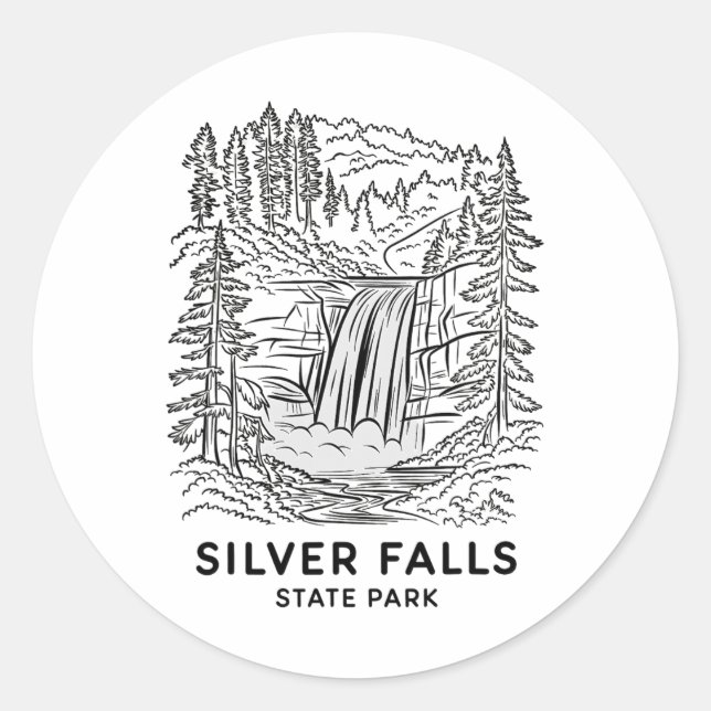 Silver Falls State Park Oregon Wasserfall Camping  Runder Aufkleber (Vorderseite)