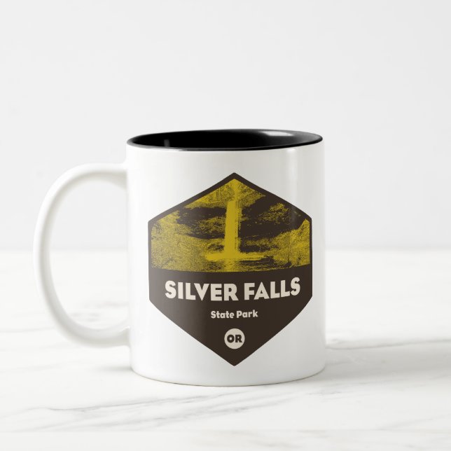 Silver Falls State Park Oregon Zweifarbige Tasse (Links)