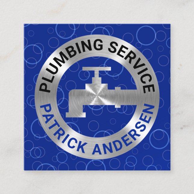 Silver Faucet-Pipeline in blauen Gewässern Quadratische Visitenkarte (Vorderseite)