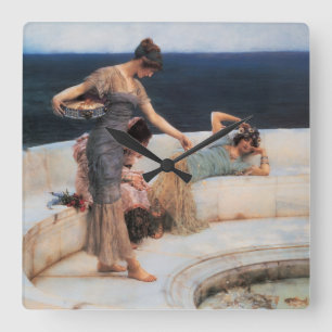 Silver Favorites by Lawrence Alma-Tadema Quadratische Wanduhr