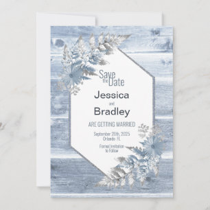 Silver Fern Wood Botanical Wedding Save The Date