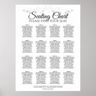 Silver Filigree 16 Tabelle Hochzeitstabelle Poster