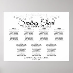 Silver Filigree Chic 7 Table Wedding Chart Poster
