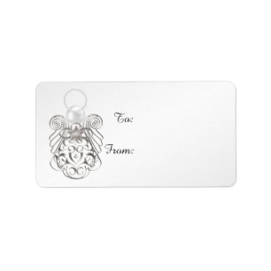 Silver Filigree Christmas Engel of Peace Gift Tag Adressaufkleber