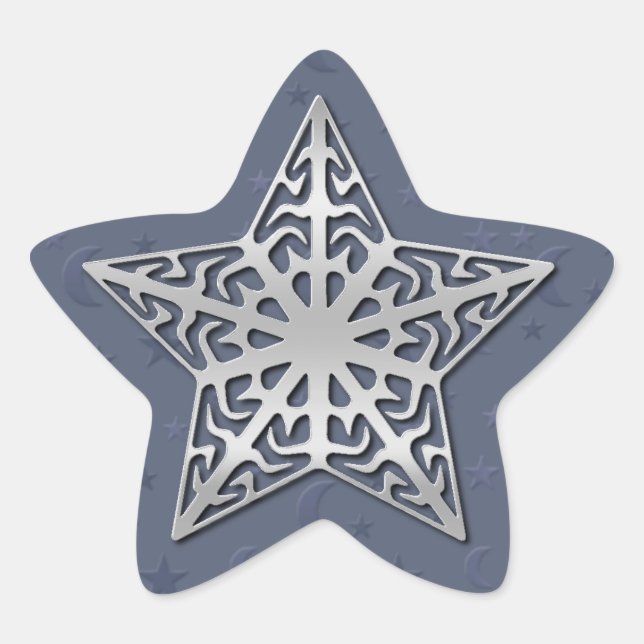 Silver Filigree Star Stern-Aufkleber (Vorderseite)