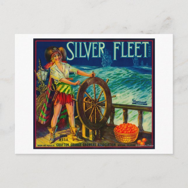 Silver Fleet Orange LabelMentone, CA Postkarte (Vorderseite)
