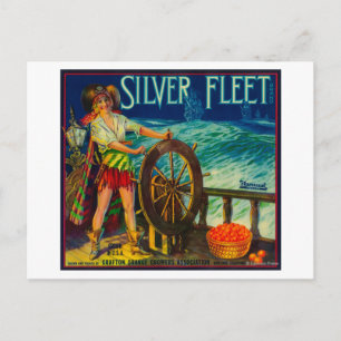 Silver Fleet Orange LabelMentone, CA Postkarte