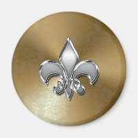 Silver Fleur-De-Lis auf Gold Damask