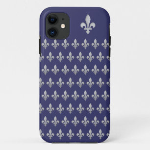 Silver Fleur de lys Royal Blue iPhone 5 Fall Case-Mate iPhone Hülle
