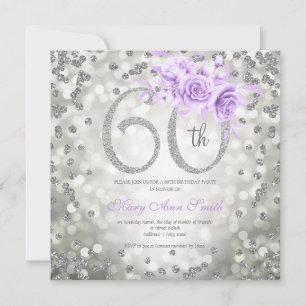 Silver Floral 60. Geburtstag Glam Lights Lila