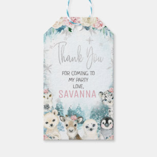 Silver Floral Animals Winter Onederland Geburtstag Geschenkanhänger