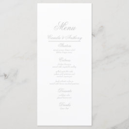 Silver Floral Border Wedding Menükarte
