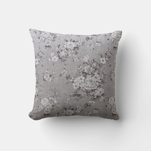 Silver Floral Design Luxury Kissen (Vorderseite)