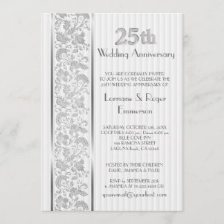 Silver Floral Elegance 25 Jahre Einladung