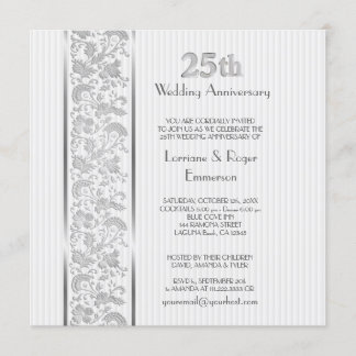 Silver Floral Elegance 25 Jahre Einladung