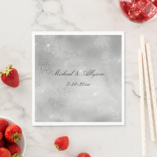 Silver Floral Lace Wedding Serviette
